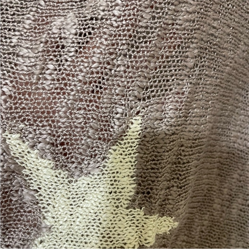 New Lavender Loose Knit Oversized Tunic Sweater Cream Star Print Size Medium - Picture 6 of 10